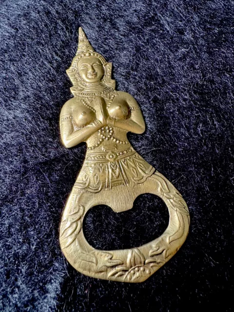 Vintage Bronze Thai Buddhist Deity Goddess Bottle Opener 11cm