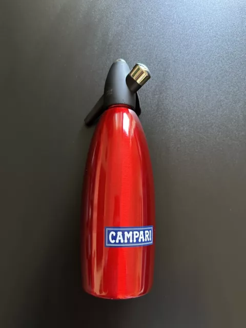 Vintage CAMPARI Red Aluminum iSi Soda/Seltzer Siphon New With Box 1 Liter