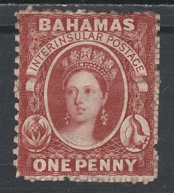 Bahamas 1863 Qv Chalon Pineapple And Shell 1D Wmk Crown Cc Perf 12.5
