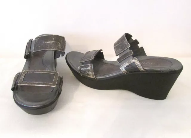 NAOT Treasure Womens Metal Gray Leather Sandals EU 41 US 10 Wedges Slides Shoes