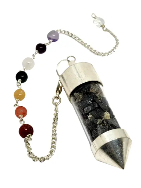 Tourmaline noire Vial Pendule Gemstone Protection Bottle Chamber 7 Chakra Chain