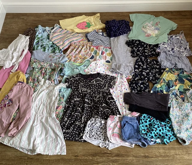 Girls clothes bundle age 6-7 huge summer dress shorts tops M&S Next H&M 29 items