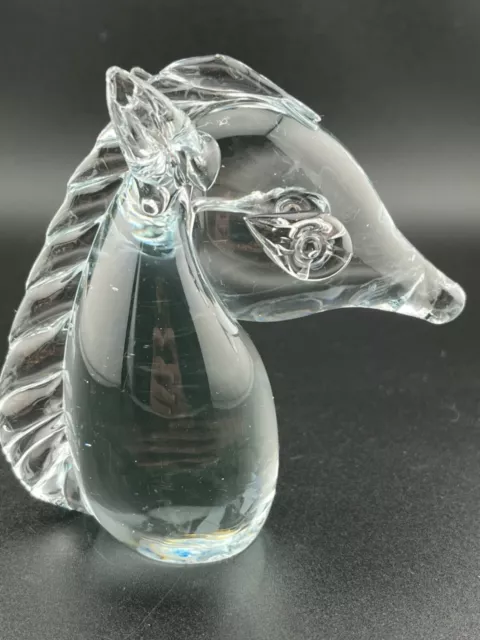Horse Head Paperweight Clear Art Glass