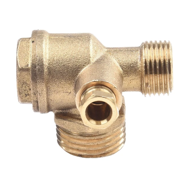 Clapet Anti-retour Compresseur Air Laiton - 3 Ports Filetés Mâles (20x16x10mm), Remplacement Haute Performance - 3