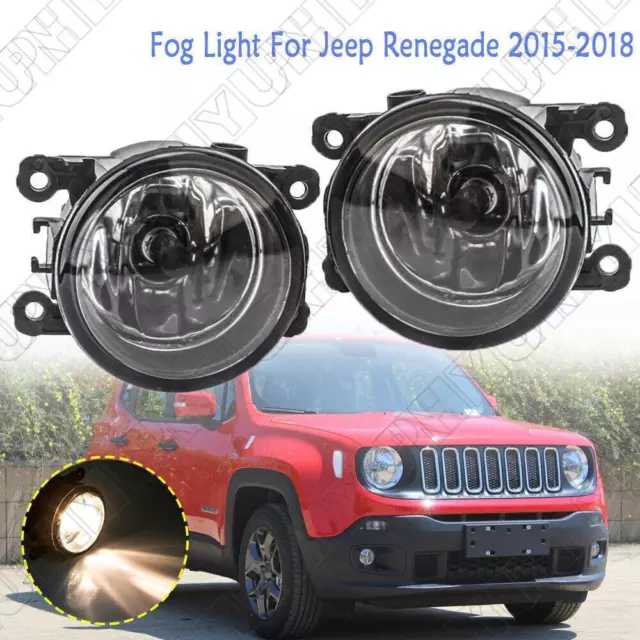 2x Car Fog Light Driving Lamp w/ H11 Bulb For 2015-18 Jeep Renegade 33901TY0305