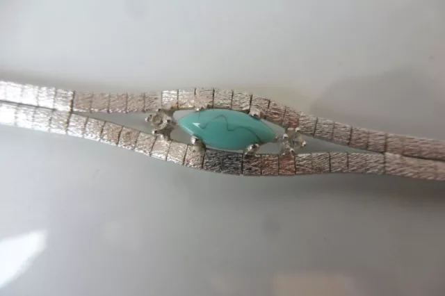 Beaux, Ancien Bracelet, 925 Argent Avec Turquoise Et Sol Pierres