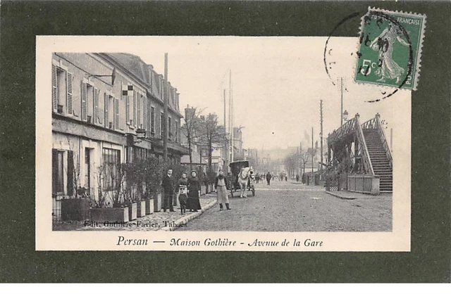 95 .n° 110608 . persan . maison gothiere .attelage .avenue de la gare .