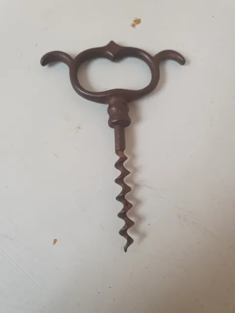 Antique Four Finger Metal Corkscrew, Victorian Pull Type