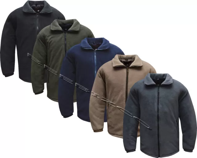 New Men's / Ladies Thick Quilted Padded Warm Anti Pill Fleece Jacket S - XXL
