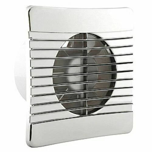 BATHROOM EXTRACTOR FAN Chrome with Timer 6" Square for 4" Duct