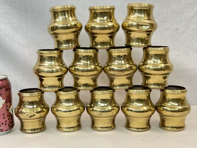 Lot of 12 Antique Brass Bed Parts Tube Collars/Sleeves for 2" Diameter Spindles