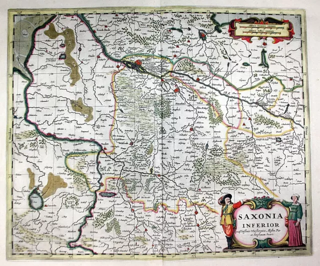 Niedersachsen Hamburg Lübeck Lüneburg Janssonius Pitt Karte map Kupferstich 1680