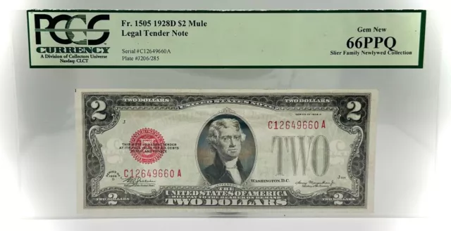 Fr. 1505 $2 1928D Mule Legal Tender Note - PCGS Gem New 66PPQ