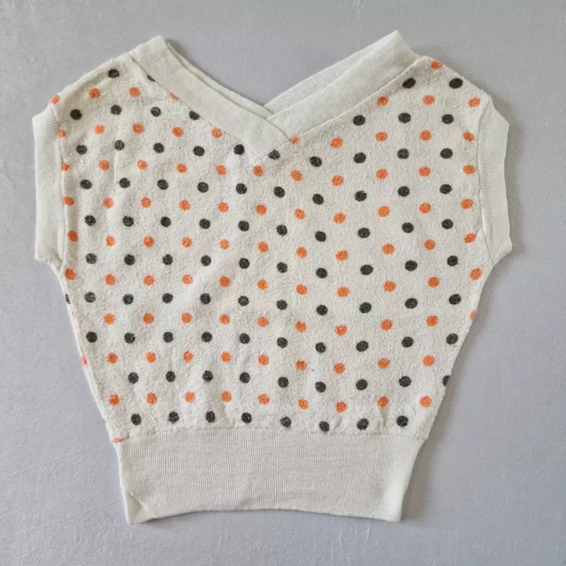 Top Terry vintage anni 60/70 ragazze | 2-3 anni | Deadstock a pois bianco KA24