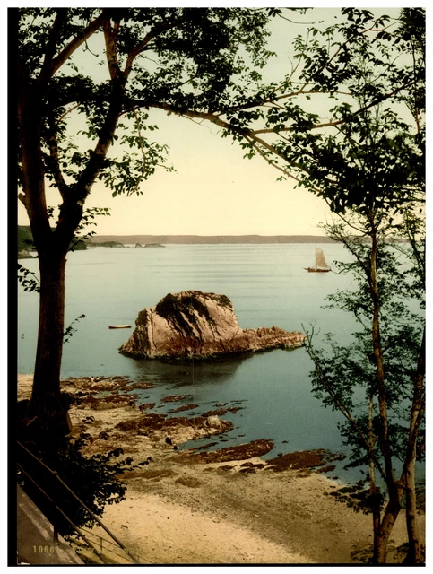 Photochrom Vintage Padstow Quay, Cornwall – P.Z, Zurich, Circa 1899, Format 17.5x23 Cm
