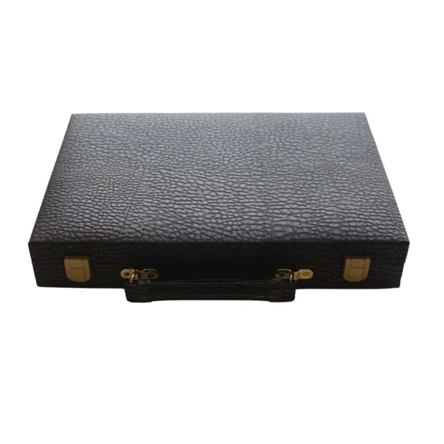 Black Vinyl Faux Leather Poker Chip Case 300 Chip Capacity NEW (cl3)