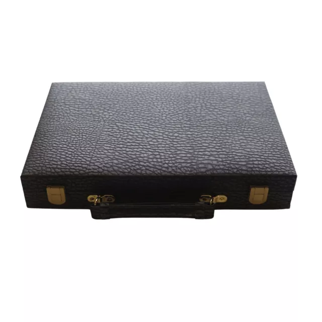 Black Vinyl Faux Leather Poker Chip Case 300 Chip Capacity NEW (cl3)