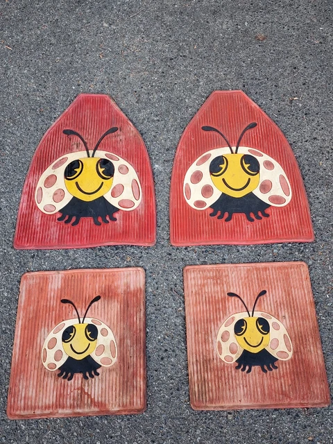 1960’s Vintage VW Volkswagen Beetle Bug Red Floor Mats Set Lady Bug