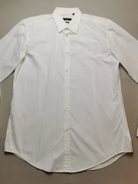 BOSS By HUGO BOSS Mens Size 16" White Slim Fit Tailored Shirt (VGC) Long Sleeved