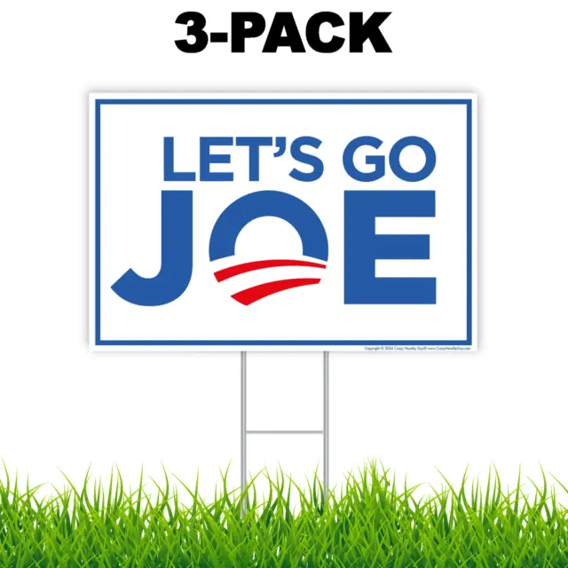 Let's Go Joe Biden 2024 Yard Sign, 18" x 12", Metal H-Stake (3 Signs Wholesale)