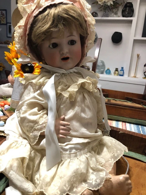 Antique 18''-19''German Bisque Head Simon Halbig 126 Baby Doll!filtry brown eyes