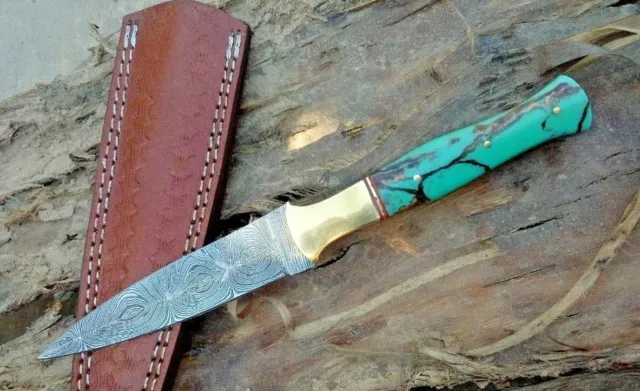 Custom Handmade HAND FORGED DAMASCUS STEEL Hunting Dagger Boot KNIFE Full Tang