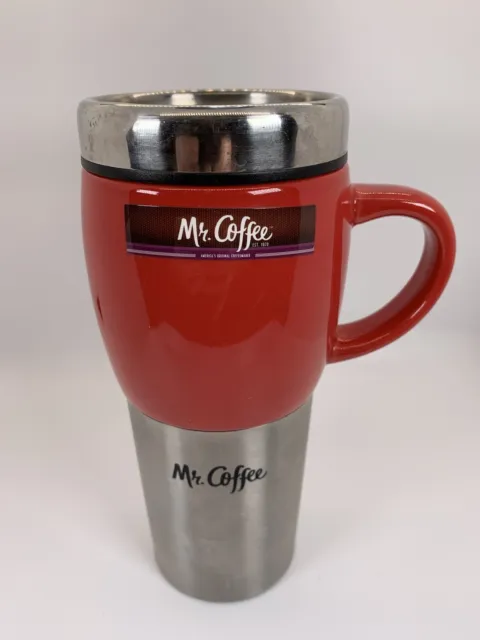 Mr Coffee Traverse 16 oz Red Stainless Steel & Ceramic Travel Mug