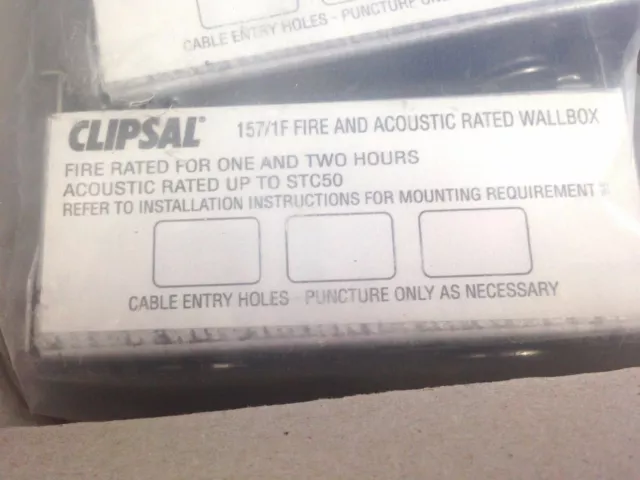 Clipsal 157/1F Fire Rated Wall Box 1 Gang 157 Wallbox 157/1 Acoustic x5 3