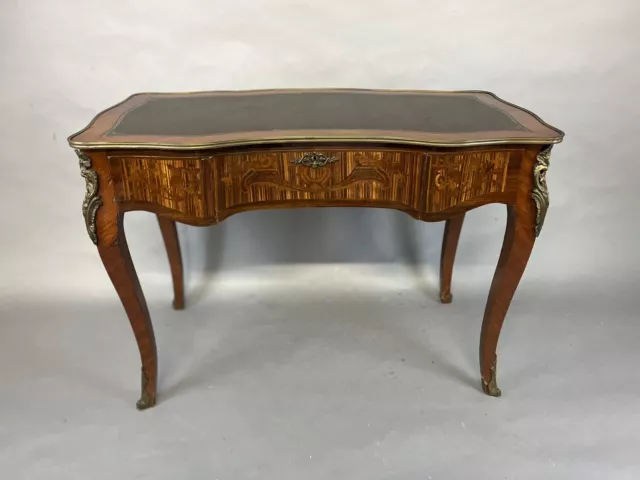 A Louis XV style walnut and marquetry bureau plat French Writing Desk