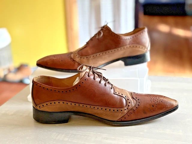 GRAVATI MENS BROWN Leather Medallion Cap Toe Derby Dress  display picture 3