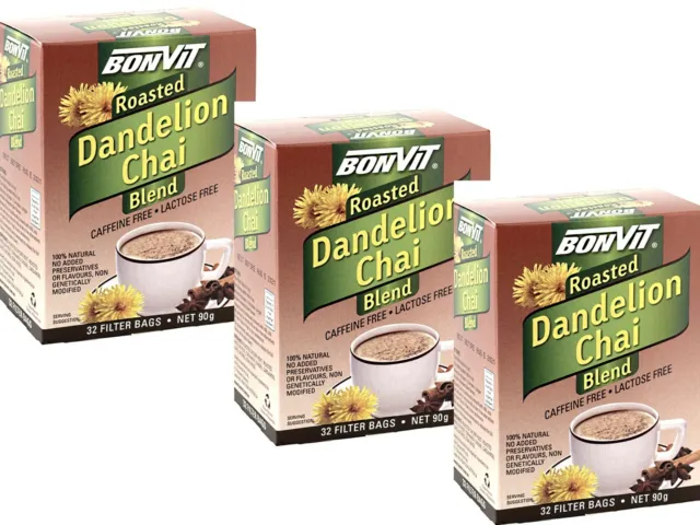 3 x 32 tea bags BONVIT Roasted Dandelion Chai Blend ( 96 tbags )