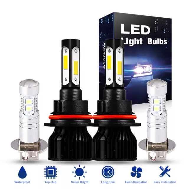 9007 H3 For Ford F-150 1995 1996 LED Headlight Hi-Lo Beam Fog Light Bulbs White