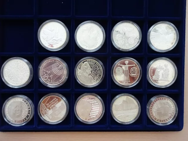10 DM Münzsammlung 1989-2001, 14 Silbermünzen, PP
