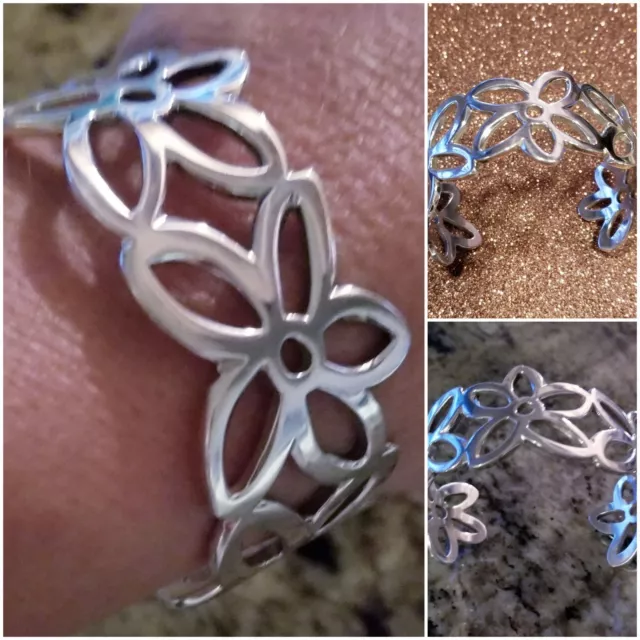 Retired James Avery Openwork Flower Cuff Bracelet  ~ Almost 40 Grams!  HTF!