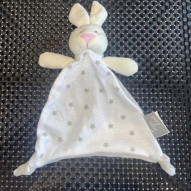 Ca10 Doudou Plat Tom Et Zoe Lapin Blanc Beige Gris Etoiles 25Cm État Neuf