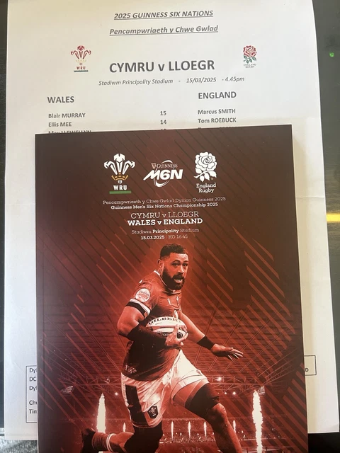 WALES V ENGLAND Official 2025 Six Nations Rugby Programme And Teamsheet WALES V ENGLAND Official 2025 Six Nations Rugby Programme And Teamsheet