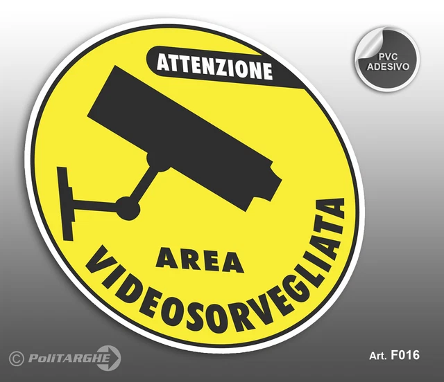 TIESSE - adesivo AREA VIDEOSORVEGLIATA - conforme GDPR 2016/679, EDPB 3/2019 gennaio 2020, D.Lgs. 101/2018 - Vinile adesivo ad alte prestazioni - Dimensione: 148x210 mm - MADE IN ITALY