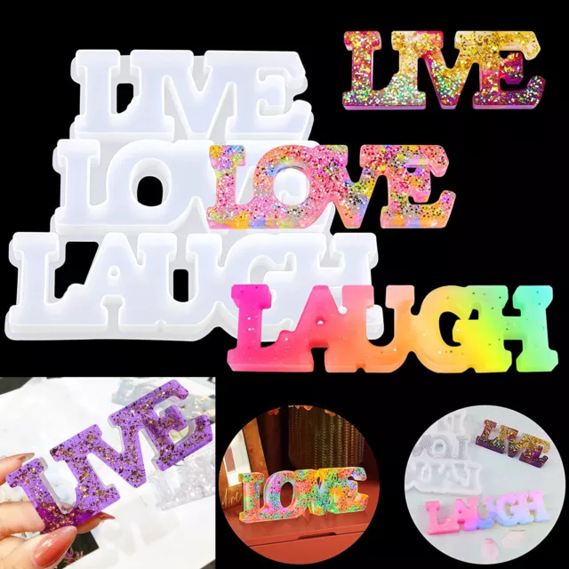 LIVE LOVE LAUGH Silikonharz Gießform Kristall Epoxy Form Handwerk Werkzeug DIY
