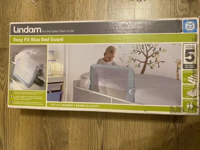 Lindam Easy Fit Folding Bed Guard - Blue (051514) New