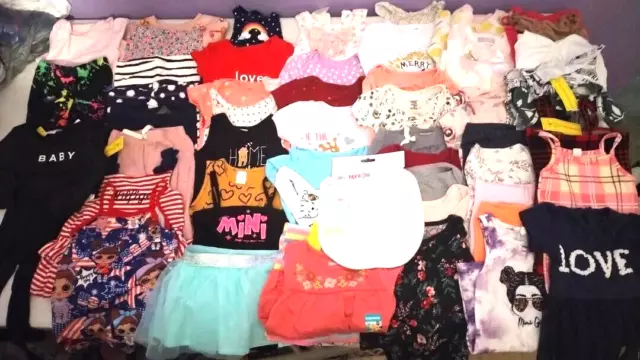 53 pc  (18) NEW ITEMS)  Baby Girl Clothing Lot 6-12 Months   Mostly 6-9 m  VGC