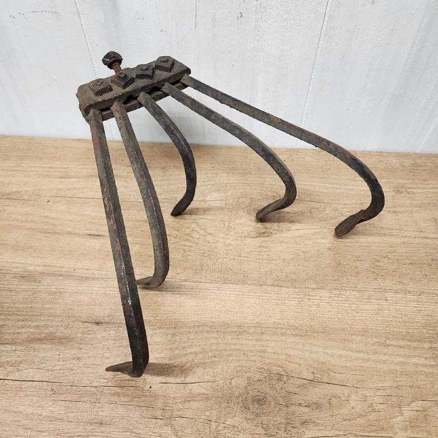 Vintage Decor 5 Tine Cultivator Rake Tool Primitive Hooks For Kitchen Farm Plow
