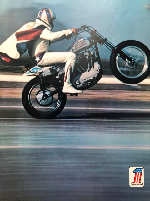 Vintage 1975 Harley Davidson Evel Knievel original color ad A361