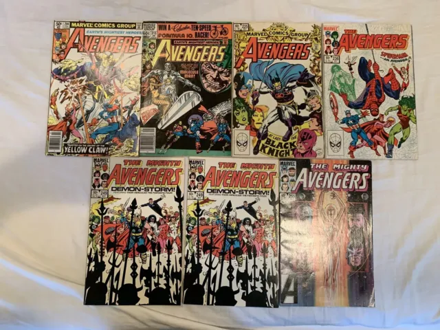 AVENGERS Lot of 7 Marvel Comic Books 205, 215, 225, 236, 249 Two Copies! And 255