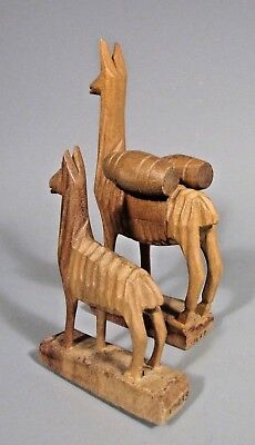 RARE Lot of 2 Colombia Colombian carved Wood Camelids Ex. Newark Museum Coll. 4