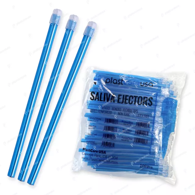 1000 (10 Bags) Blue Clear Dental Saliva Ejectors Ejector Disposable Suction Tips