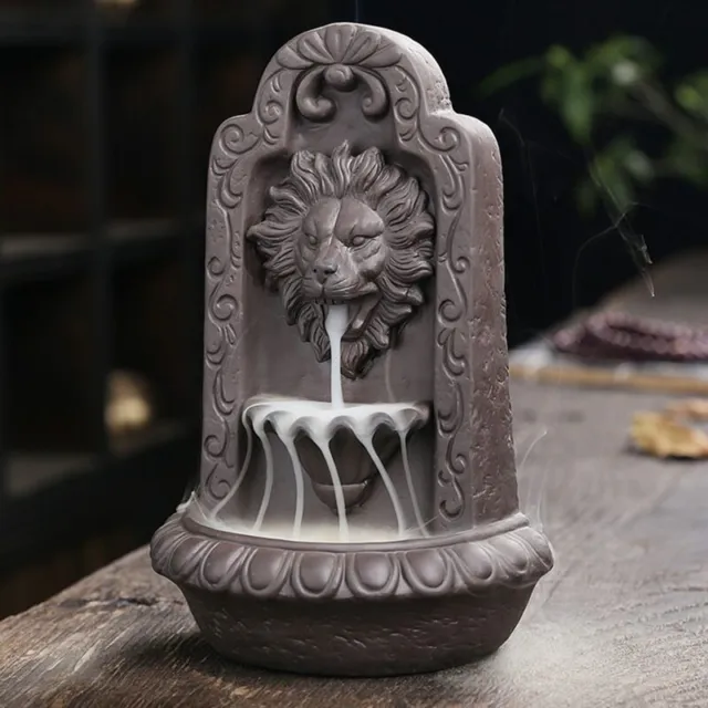 Lion Shape Handmade Crafts Backflow Incense Burner Creative Smoke Waterfall