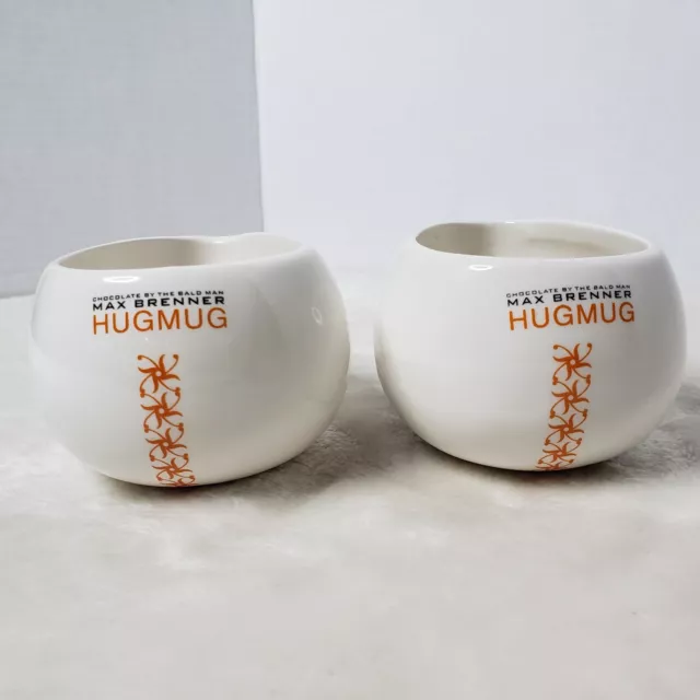 (2) Max Brenner Hugmugs Hug Mug Hot Chocolate By The Bald Man Ceramic Cups