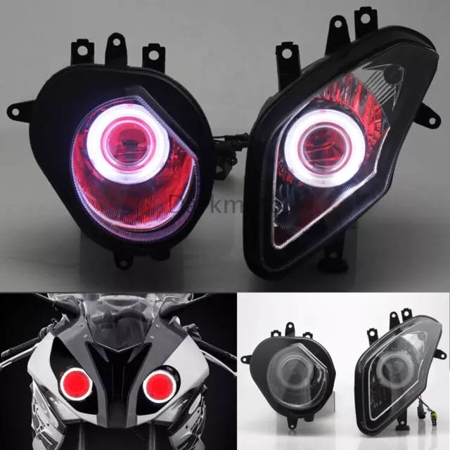 Faro Moto Assemblato Bianco Angelo Rosso Occhi Diavolo Per BMW S1000RR 09-14