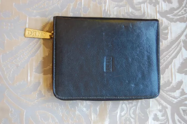 Vintage Dkny Donna Karen Black Leather Planner Address Book Cover