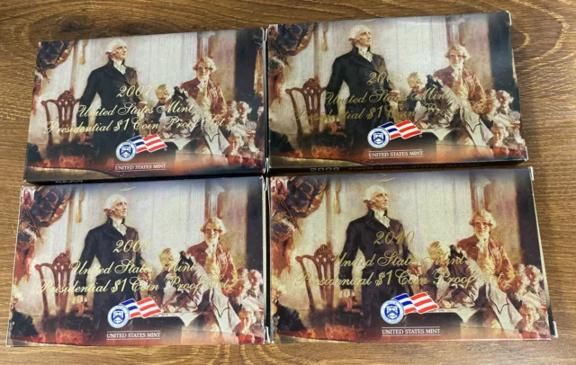 2007 2008 2009 2010 U.s. Mint Presidential Dollar Coin Proof Set With Box & Coa